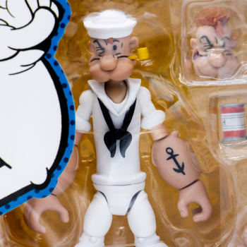 Hier ist die Actionfigur "Popeye White Sailor Suit" in einer Nahaufnahme zu sehen.